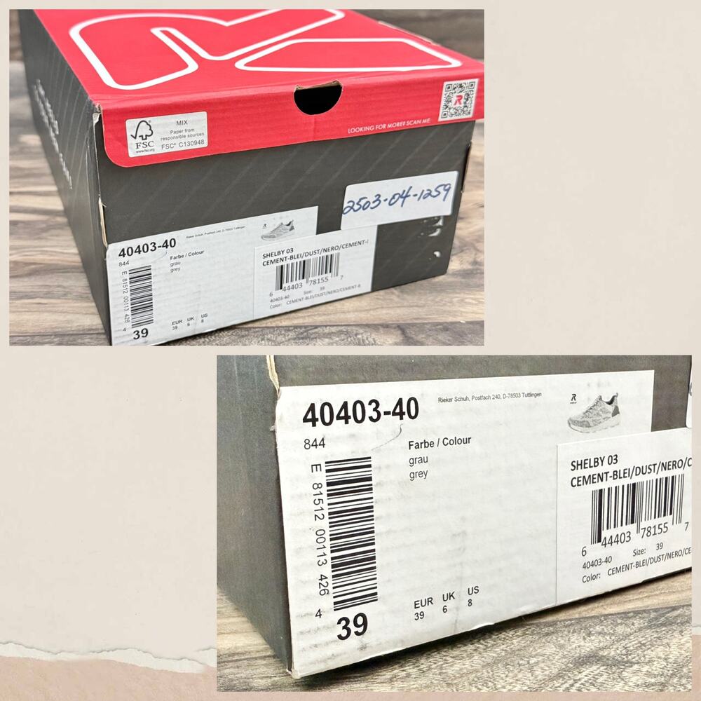 NIB Rieker R-Evolution Shelby 03 Sneakers Trainer 8 39 Gray Pink - Picture 12 of 12